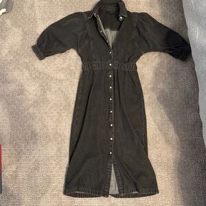 All Saints Black Long Sleeve Denim Dress